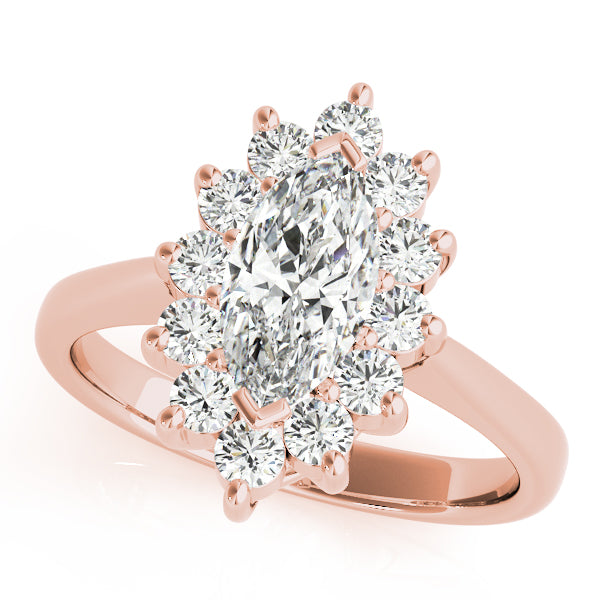 14K Rose Gold Marquise Diamond Fashion Ring