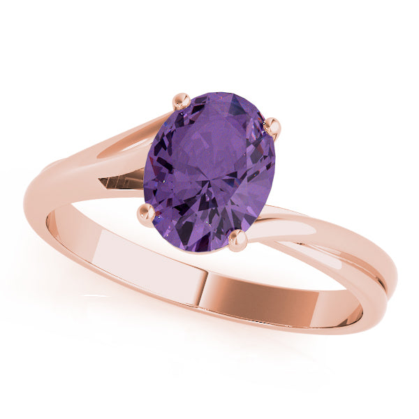 14K Rose Gold Oval Diamond Fashion Ring