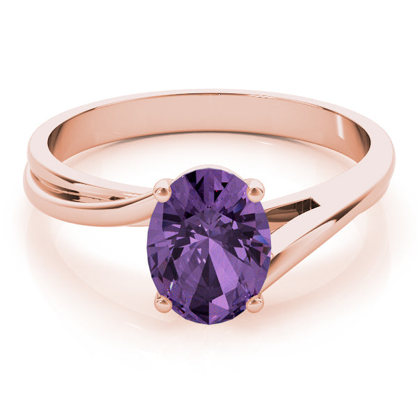 14K Rose Gold Oval Diamond Fashion Ring