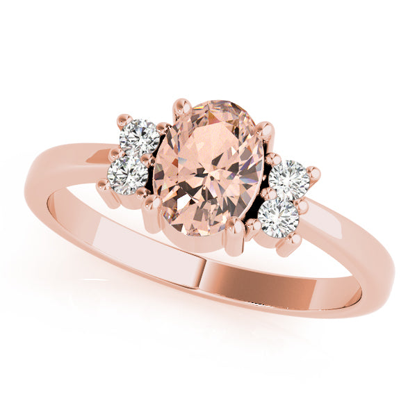 14K Rose Gold Oval Diamond Fashion Ring