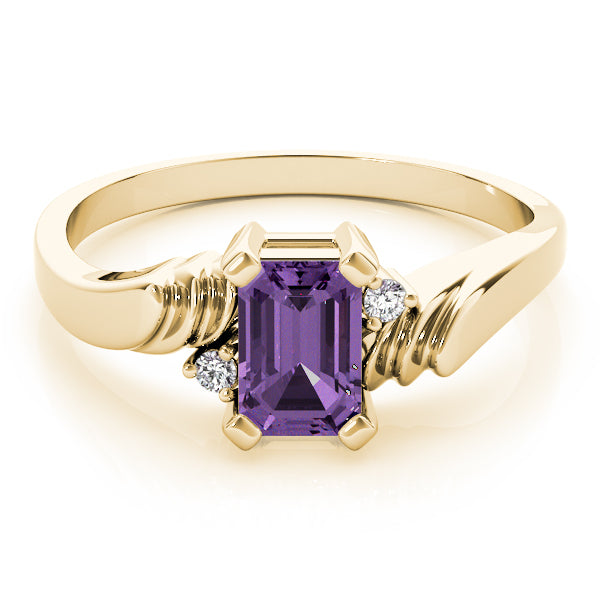 14K Yellow Gold Emerald Diamond Fashion Ring