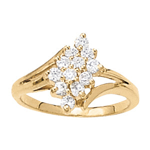 Platinum White Diamond Cluster Fashion Ring