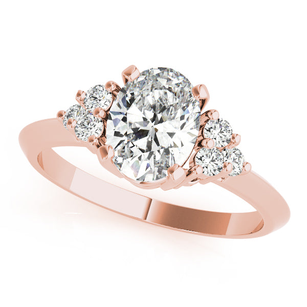 14K Rose Gold Oval Diamond Fashion Ring