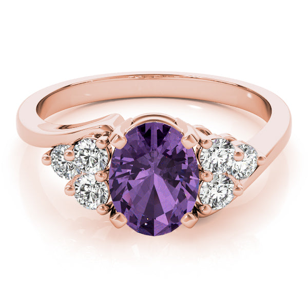 14K Rose Gold Oval Diamond Fashion Ring