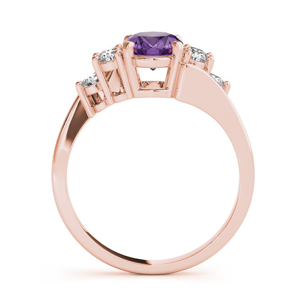 14K Rose Gold Oval Diamond Fashion Ring