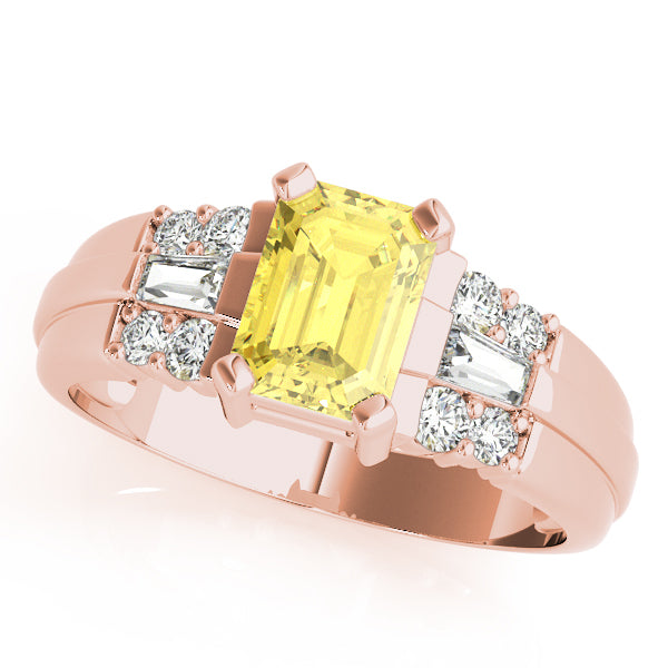 Rose Gold Emerald & Diamond Fashion Ring 1/3 CT