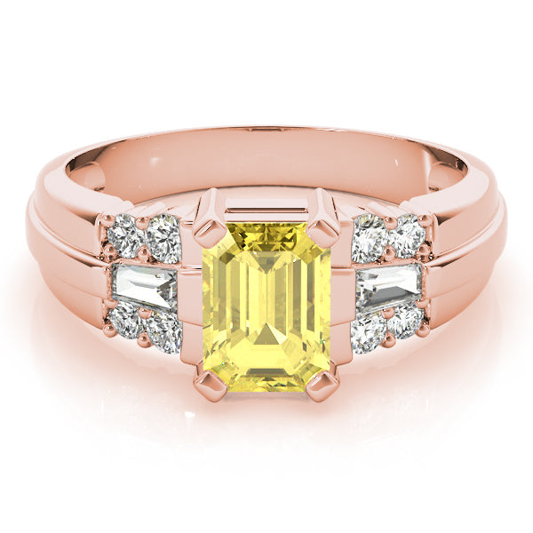 Rose Gold Emerald & Diamond Fashion Ring 1/3 CT