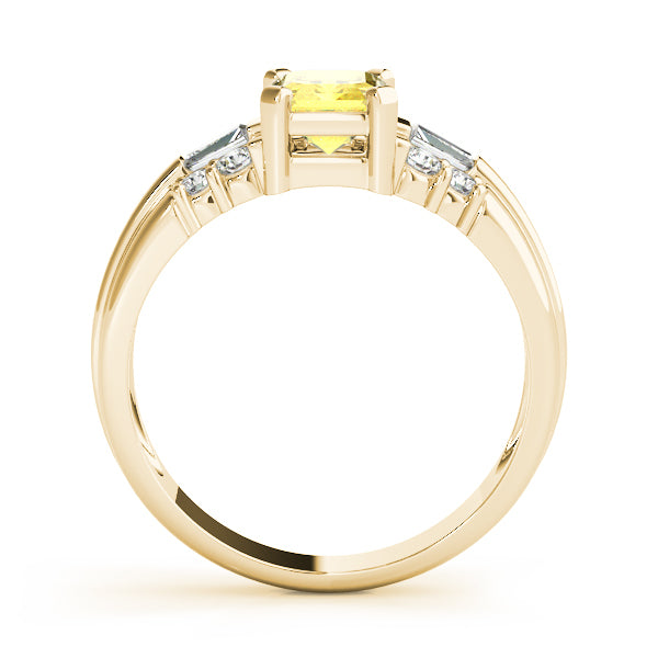 14K Yellow Gold Emerald Diamond Fashion Ring