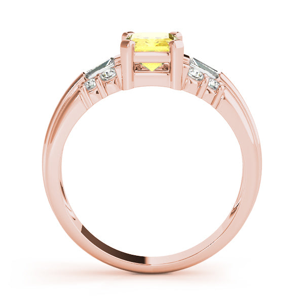 Rose Gold Emerald & Diamond Fashion Ring 1/3 CT