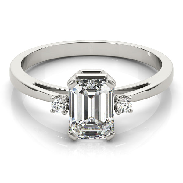 White Gold Emerald Diamond Fashion Ring 1/20 ct