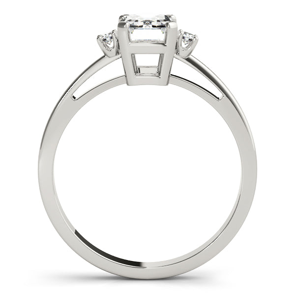 White Gold Emerald Diamond Fashion Ring 1/20 ct