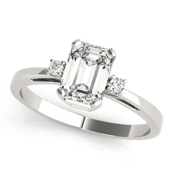 White Gold Emerald Diamond Fashion Ring 0.06ctw