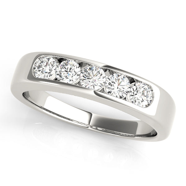14K White Gold 5-Stone Diamond Wedding Ring