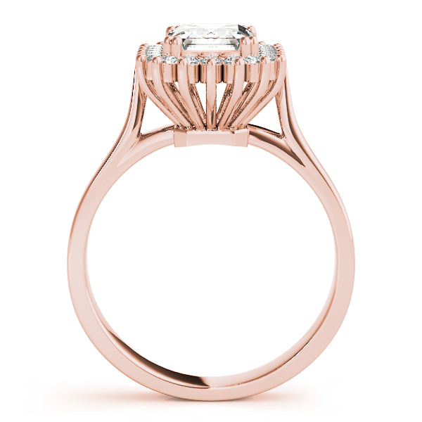 Rose Gold Emerald & Round Diamond Fashion Ring
