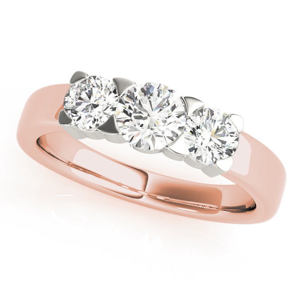 18K Rose Gold 1 ct Diamond Three-Stone Engagement Ring