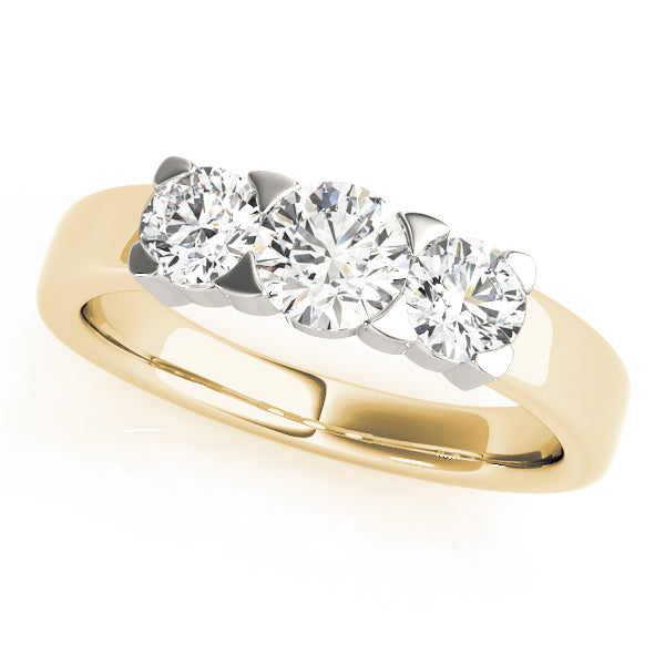 18K Yellow Gold 1 ct Diamond Three-Stone Engagement Ring