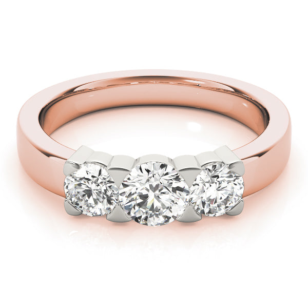 18K Rose Gold 1 ct Diamond Three-Stone Engagement Ring