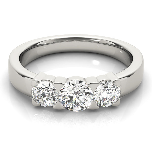 18K White Gold 1 ct Diamond Three-Stone Engagement Ring