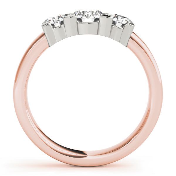 18K Rose Gold 1 ct Diamond Three-Stone Engagement Ring