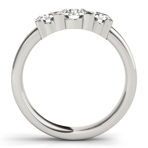 14K White Gold 1ct Round Diamond Three-Stone Ring