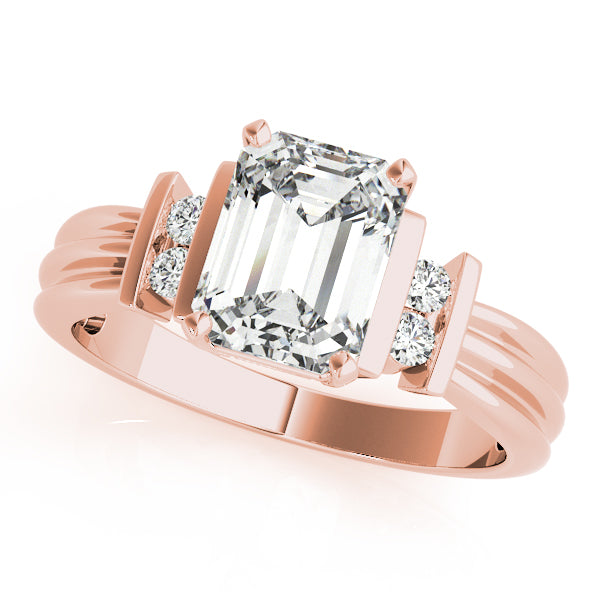 Rose Gold Emerald Diamond Fashion Ring 0.125ctw