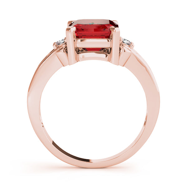 14K Rose Gold Emerald Diamond Fashion Ring