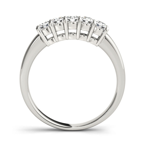 18K White Gold 5-Stone Diamond Wedding Band