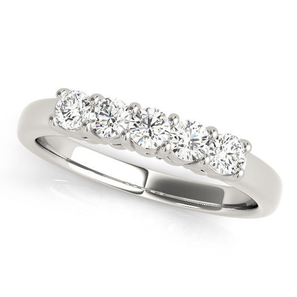 14K White Gold 5-Stone Diamond Wedding Band