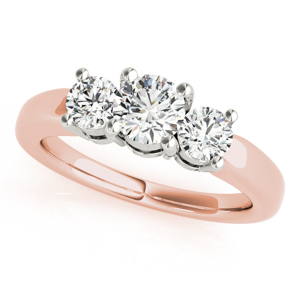 Rose Gold 1/2 CT Diamond Three-Stone Engagement Ring