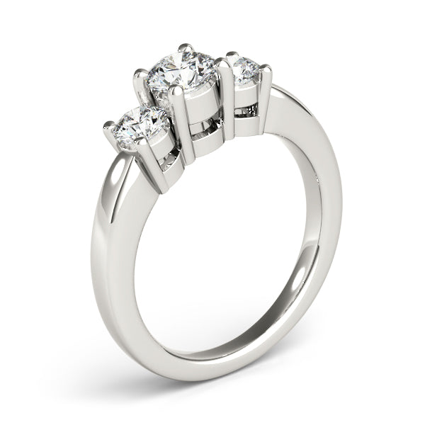 14K White Gold 1 CT Round Diamond Three-Stone Ring