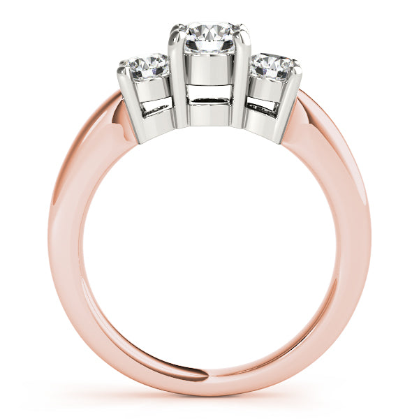 14K Rose Gold Round Diamond Three-Stone Ring