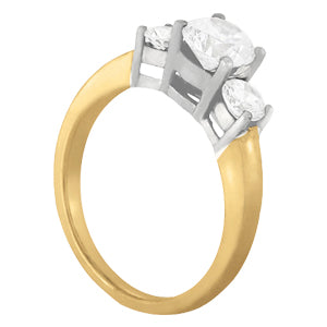 14K White Gold 1 CT Round Diamond Three-Stone Ring