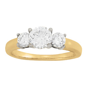 Platinum 2 ct Round Diamond Three-Stone Engagement Ring