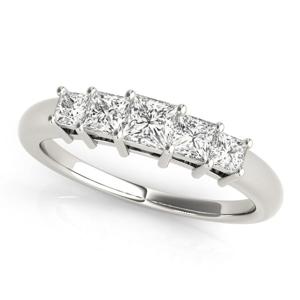 18K White Gold Square Diamond Wedding Ring