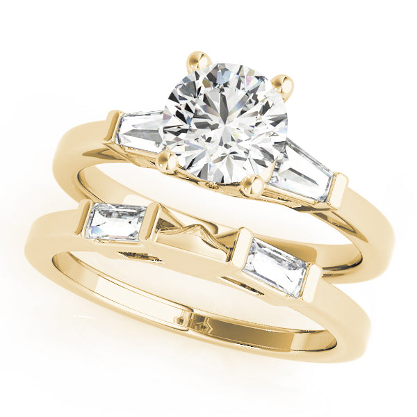 14K Yellow Gold Round Diamond Engagement Ring