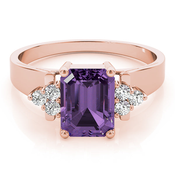 Rose Gold 1/6 CT Diamond Emerald Fashion Ring