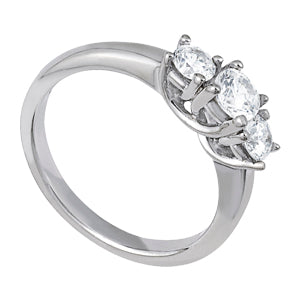 18K White Gold 1 ct Diamond Three-Stone Engagement Ring