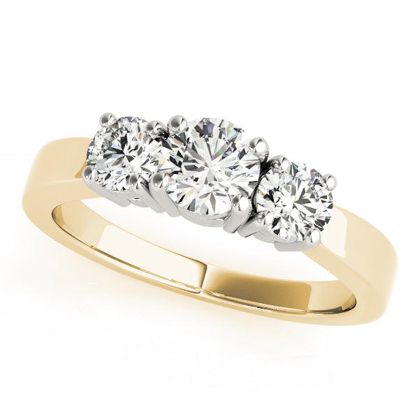 18K Yellow Gold 1 ct Diamond Three-Stone Engagement Ring