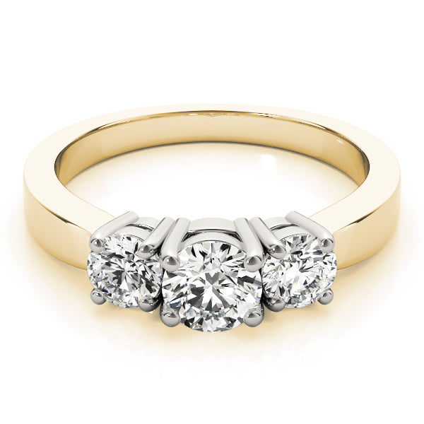 18K Yellow Gold 1 ct Diamond Three-Stone Engagement Ring