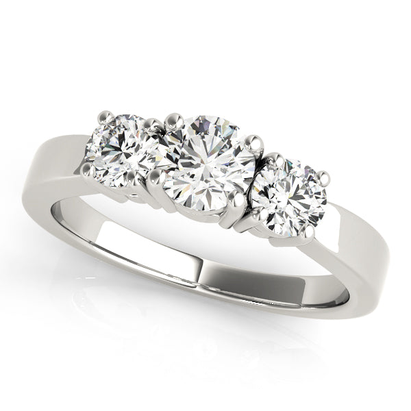 14K White Gold 1 CT Diamond Three-Stone Engagement Ring