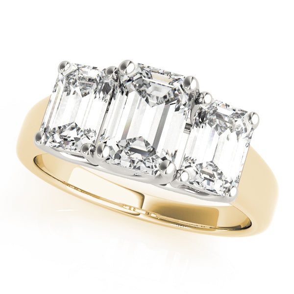 14K Yellow Gold Emerald Diamond Engagement Ring