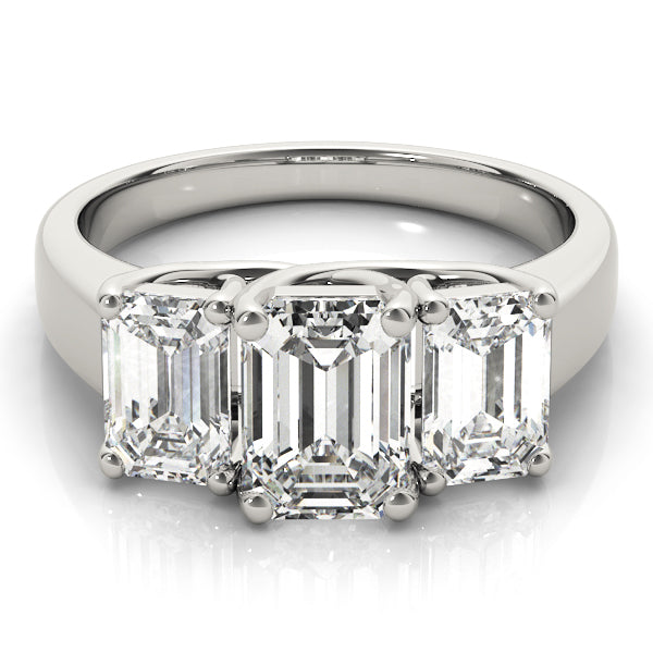 14K White Gold Emerald Diamond Engagement Ring