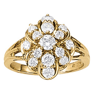 14K White Gold 1 CT Diamond Cluster Fashion Ring