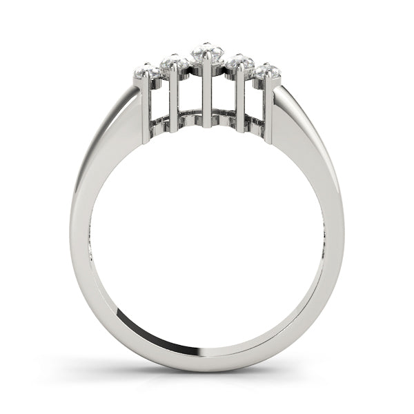 14K White Gold Marquise Diamond Wedding Band