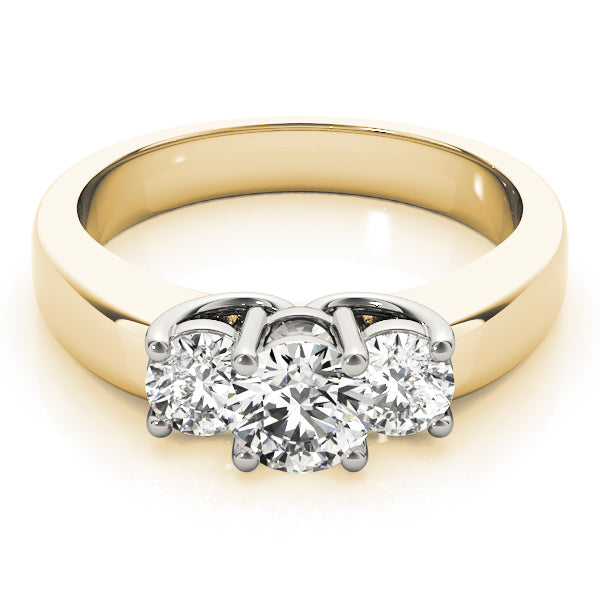 14K Yellow Gold 1 ct Round Diamond Three-Stone Ring