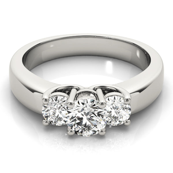 Platinum 1 CT Round Diamond Three-Stone Engagement Ring