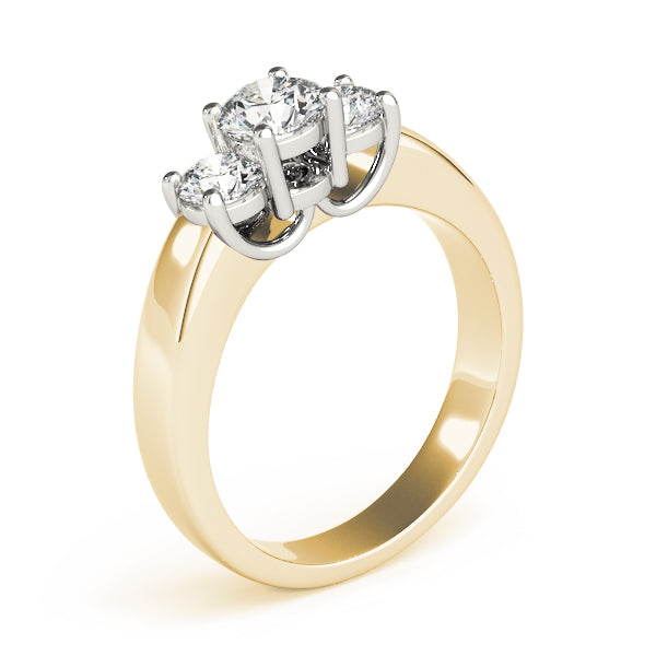 14K Yellow Gold 1 ct Round Diamond Three-Stone Ring