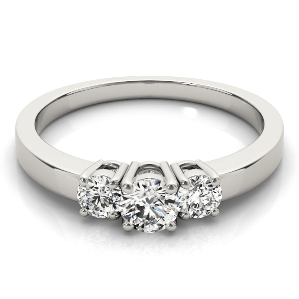 14K White Gold 1/2 CT Diamond Three-Stone Engagement Ring