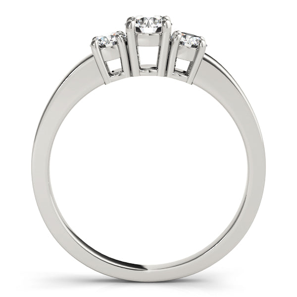14K White Gold 1/2 CT Diamond Three-Stone Engagement Ring