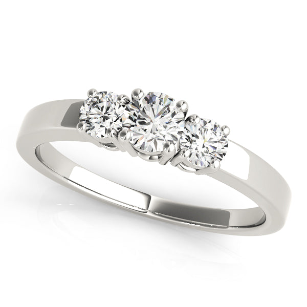 14K White Gold 1/2 CT Diamond Three-Stone Engagement Ring